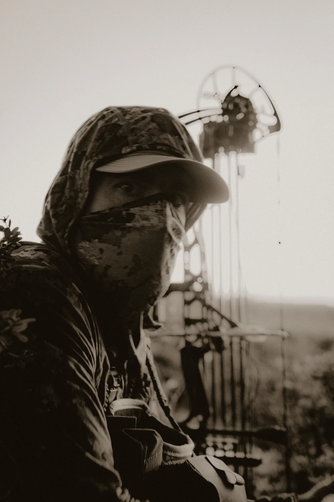 Turkey hunter in a blind